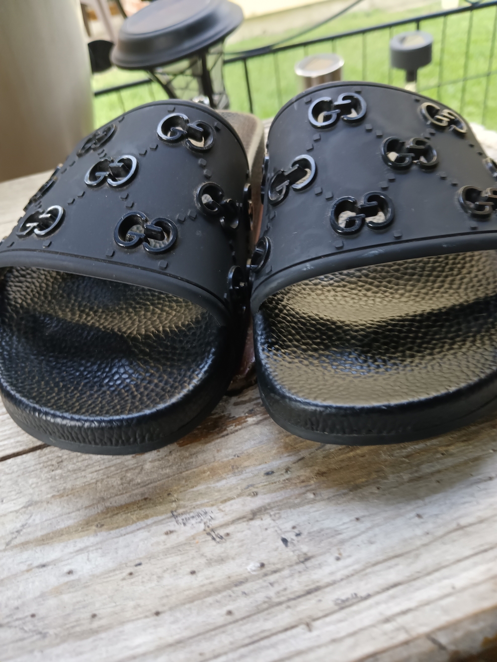 Kids Black GG-Logo Slide Sandals